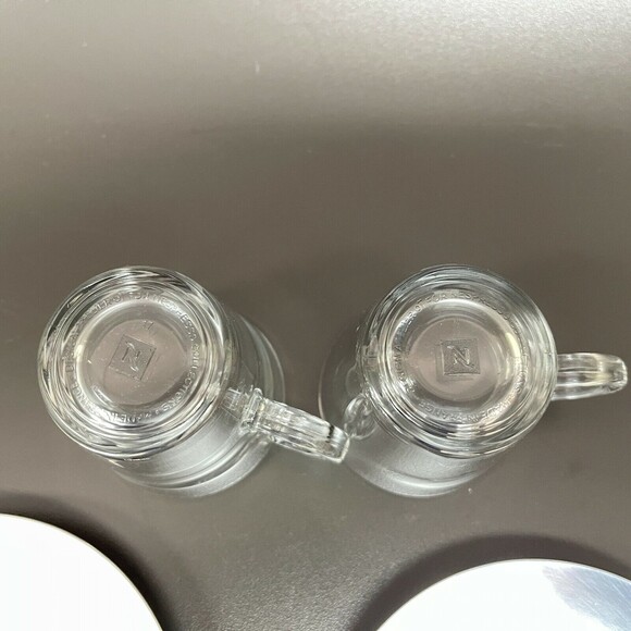 Nestle Nespresso View Expresso Cups and Saucers 2 Sets Glass Stainless Steel - Picture 7 of 10